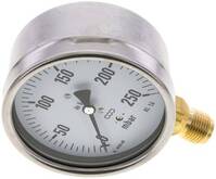 MS250100MB5CR Manometer senkrecht 100mm, 0 - 250 mbar, G 1/2"