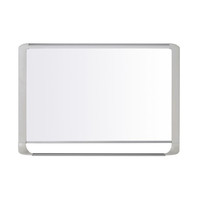 Bi-Office Mastervision magnetisches Whiteboard, hellgrau glänzender Rahmen, 120x90cm Vorderansicht