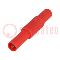 Plug; 4mm banana; 24A; 1kVDC; red; insulated; 3mΩ; 0.5÷2.5mm2