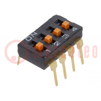 Commutatore: DIP-SWITCH; Numero di sezioni: 4; ON-OFF; Pos: 2; THT