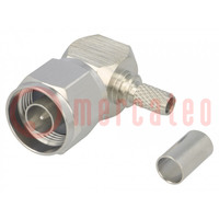Plug; N; male; angled 90°; 50Ω; CNT-240,CNT-240-FLEX; for cable