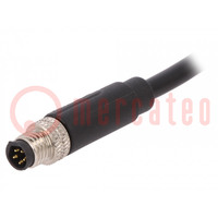 Connector: M8; male; PIN: 5; straight; plug; 1.5A; IP67; 30V; 1m