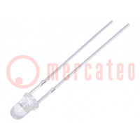 LED; 3mm; bianco freddo; 8000÷15000mcd; 30°; Frontale: convesso