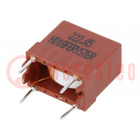 Inductor: wire; THT; 2.2mH; 500mA; 240mΩ; 230VAC; 7.6x10.1mm; 10kHz
