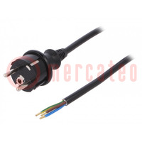Cable; 3x1.5mm2; CEE 7/7 (E/F) plug,wires,SCHUKO plug; PVC; 4m