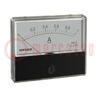 Ampermérő; panelre; I DC: 1A; Osztály: 2,5; 70x60mm