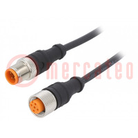 Connection lead; M12; PIN: 4; 0.6m; plug; 250VAC; 4A; -25÷80°C; IP67