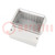 Enclosure: wall mounting; X: 166mm; Y: 161mm; Z: 93mm; ABS; grey; IP65