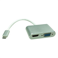 ROLINE Beeldscherm Adapter USB Type C - VGA + HDMI