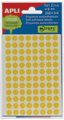 Apli ronde etiketten in etui diameter 8 mm, geel, 288 stuks, 96 per blad (2044)