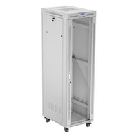 Szafa stojąca rack 19'' 42U 600x800 szara drzwi szklane flack pack