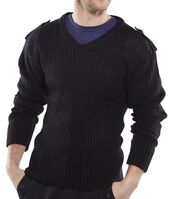 Beeswift Acrylic Mod V-Neck Sweater Black 3XL