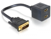 DeLOCK Adapter DVI 25 male > 2x HDMI female 0,2 M DVI-D 2 x HDMI Fekete