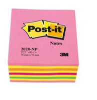 Post-It 2028-NP Carré Orange, Rose, Violet, Jaune 450 feuilles Auto-adhésif