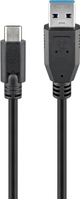 Goobay 44712 USB-kabel 1 m USB 3.2 Gen 1 (3.1 Gen 1) USB A USB C Zwart