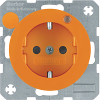 Berker Steckdose mit Schutzkontaktstift und Kontroll-LED R.1/R.3 orange, glänzend