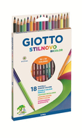 FILA Astuccio 18 Giotto Stilnovo Bicolor - 36 Colori In Una Confezione Di Soli 18 Pastelli - Grandezza Mina 3,3Mm