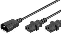 Microconnect PE061306 Stromkabel Schwarz 0,6 m C14-Koppler 2 x C13-Koppler