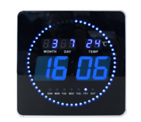 Unilux FLO LED-Uhr schwarz mit Datums-, Wochentags- und Temperaturanzeige