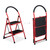Relaxdays Trittleiter, 2 Stufen, klappbar, Klapptritt mit Haltebügel, bis 120 kg, Anti-Rutsch, kleine Leiter Stahl, rot