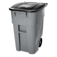 Rubbermaid BRUTE Rollout Container - 190 Litre - Grey with Black Lid