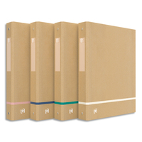 OXFORD Classeur 4 anneaux TOUAREG dos 4cm carte kraft recyclé. Format A4. Coloris beige liseret assortis