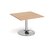 Trumpet base square extension table 1000mm x 1000mm - chrome base and beech top