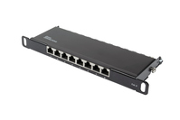 Patchpanel 10" Cat. 6, 8-Port, 0,5 HE, STP geschirmt, werkzeugloses Öffnen, Tiefschwarz (RAL9005), G