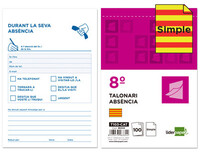 Talonario Liderpapel Ausentes 8º Original T103 Texto en Catalan