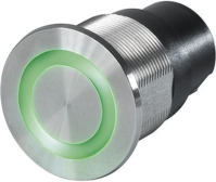 Drucktaster, 1-polig, silber, beleuchtet (RGB), 0,1 A/60 V, Einbau-Ø 19.1 mm, IP