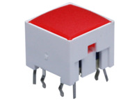Kurzhubtaster, Schließer, 100 mA/42 V AC/DC, beleuchtet, Betätiger (rot), 3,3 N,