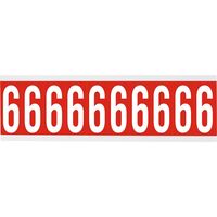 Identical numbers and letters on one card for indoor use 22.00 mm x 57.00 mm CNL2R 6, Red, White, Rectangle, Removable, White on red,Self Adhesive Labels