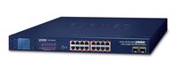 16-Port 10/100/1000T 802.3at PoE + 2-P 1000X SFP Gigabit Switch with smart color LCD 300W PoE Budget Std/VLAN/Extend mode PoE Netzwerk-Switches