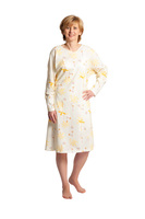 Pflegehemd langarm mit Blumenmuster gelb Suprima L/XL= Damen 44/46-48/50 ( 1 Stück ), Detailansicht