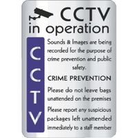 CCTV In Operation Crime Prevention - Highly Visible Safety Sign - 290x195mm
