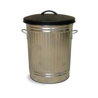 Galvanised steel dustbins with rubber lid