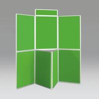 Aluminium framed, large panel, folding display panel kit - 7 panel and table top, apple green