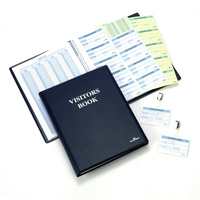 Visitor Book 300 Blue Leather Look Front Cover Includes 300 Perforated 90x60 mm