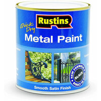 Rustins MPBK500 Quick Dry Metal Paint Smooth Satin Finish Black 500ml