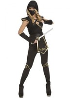 Disfraz de Ninja Negro y Dorado para mujer S