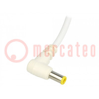 Cable; 2x1mm2; wires,DC 5,5/3,0CP plug; angled; white; 1.5m