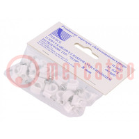 Holder; white; on round cable; 25pcs; with a nail; 8mm