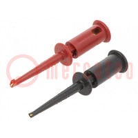 Clip-on probe; hook type; 3A; 150VDC; red and black; 2.29mm; 2pcs.