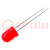 LED; 8mm; red; 40÷150mcd; 60°; Front: convex; 2÷2.5V; No.of term: 2