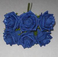 Artificial Colourfast Cottage Rose Bud Bunch - 21cm, Royal Blue