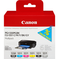Canon 6496B005 tintapatron 6 dB Eredeti Fotó fekete, Fotó cián, Fotó szürke, Fotó bíborvörös, Fekete, Fotó, sárga