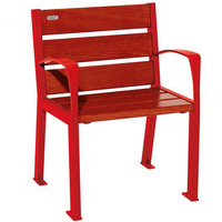 Silaos Wood and Steel Chair - RAL 3020 - Traffic Red - Mahogany - With Armrests