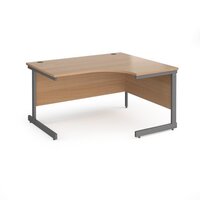Contract 25 right hand ergonomic desk with graphite cantilever leg 1400mm - beec