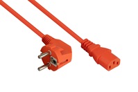 kabelmeister® Netzkabel Schutzkontakt-Stecker Typ E+F (90° gew.) an Kaltgeräte-Buchse C13, orange, 0