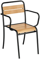 Stuhl Santo mit Armlehne; 55.5x57.5x83 cm (BxTxH); Sitz braun, Gestell schwarz;